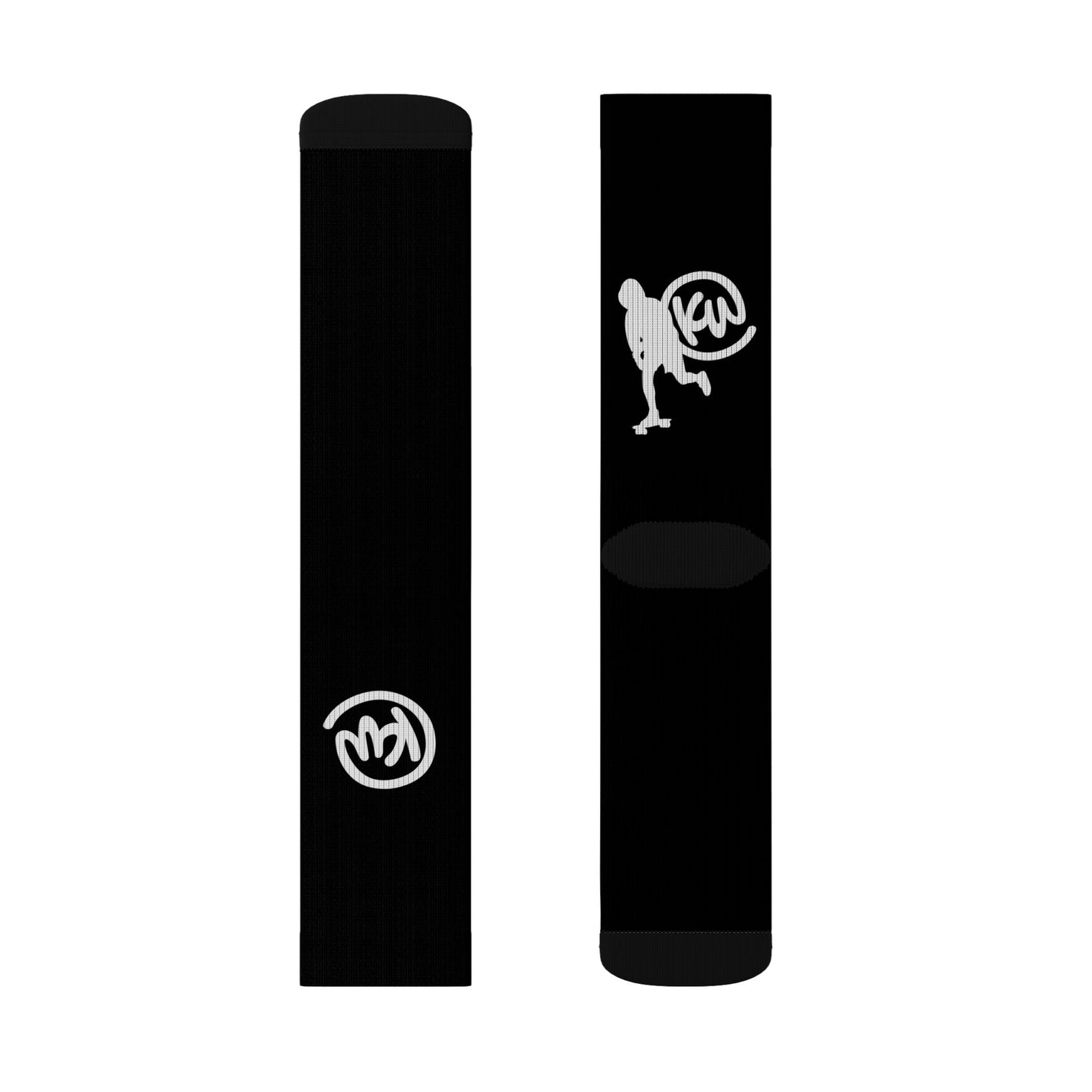 Black Sublimation Socks with White Graphic Skate Crew Socks